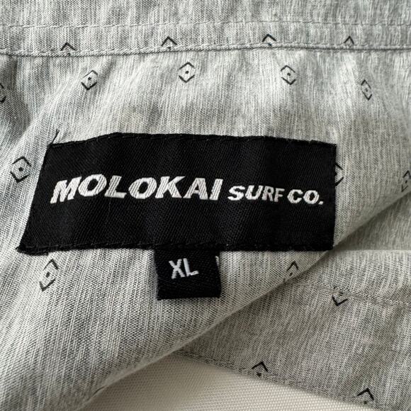 Molokai Surf‎ Aloha Gray Cotton Short Sleeve Shirt Mens Size XL - Picture 6 of 7